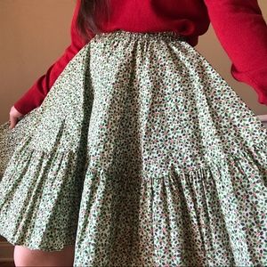 Vintage 50s/60s mistletoe print tiered pleated skirt